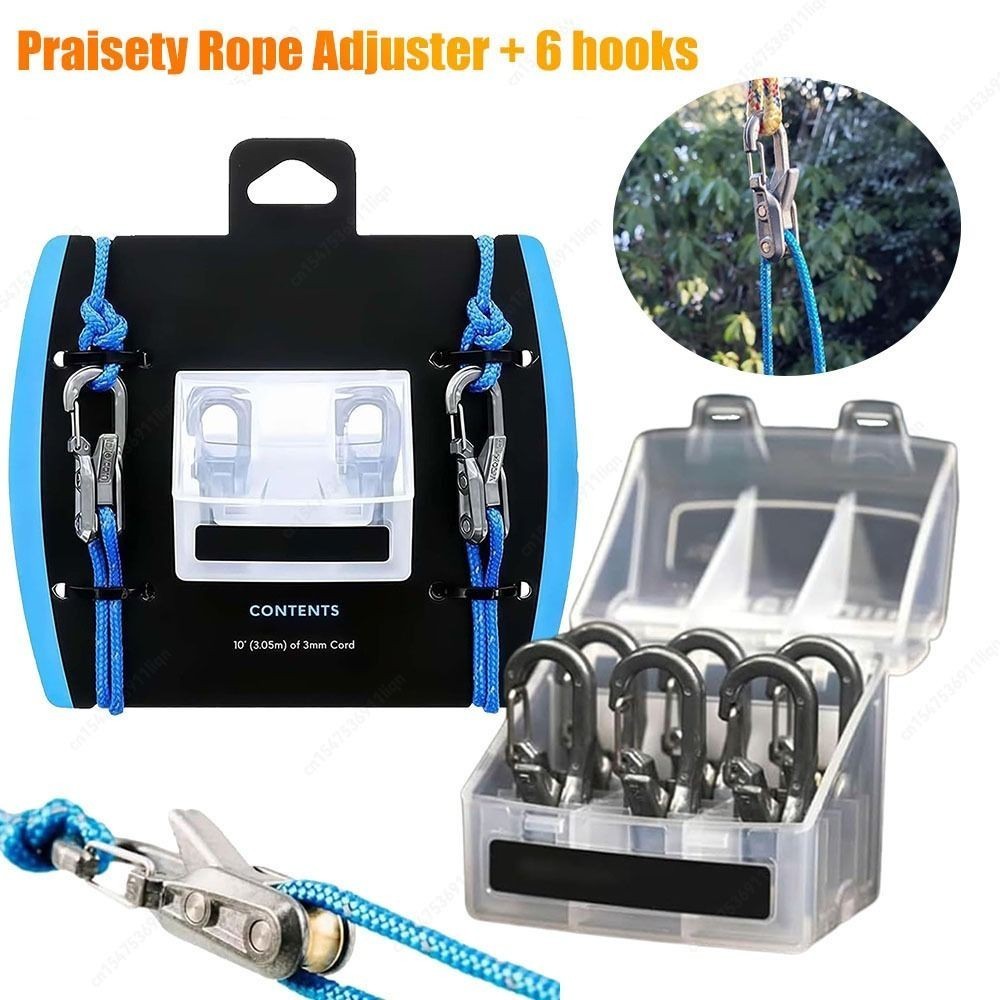 6 Pack Camping Rope with Roller Tensioner Lock Buckle - Heavy Duty Cable Puller
