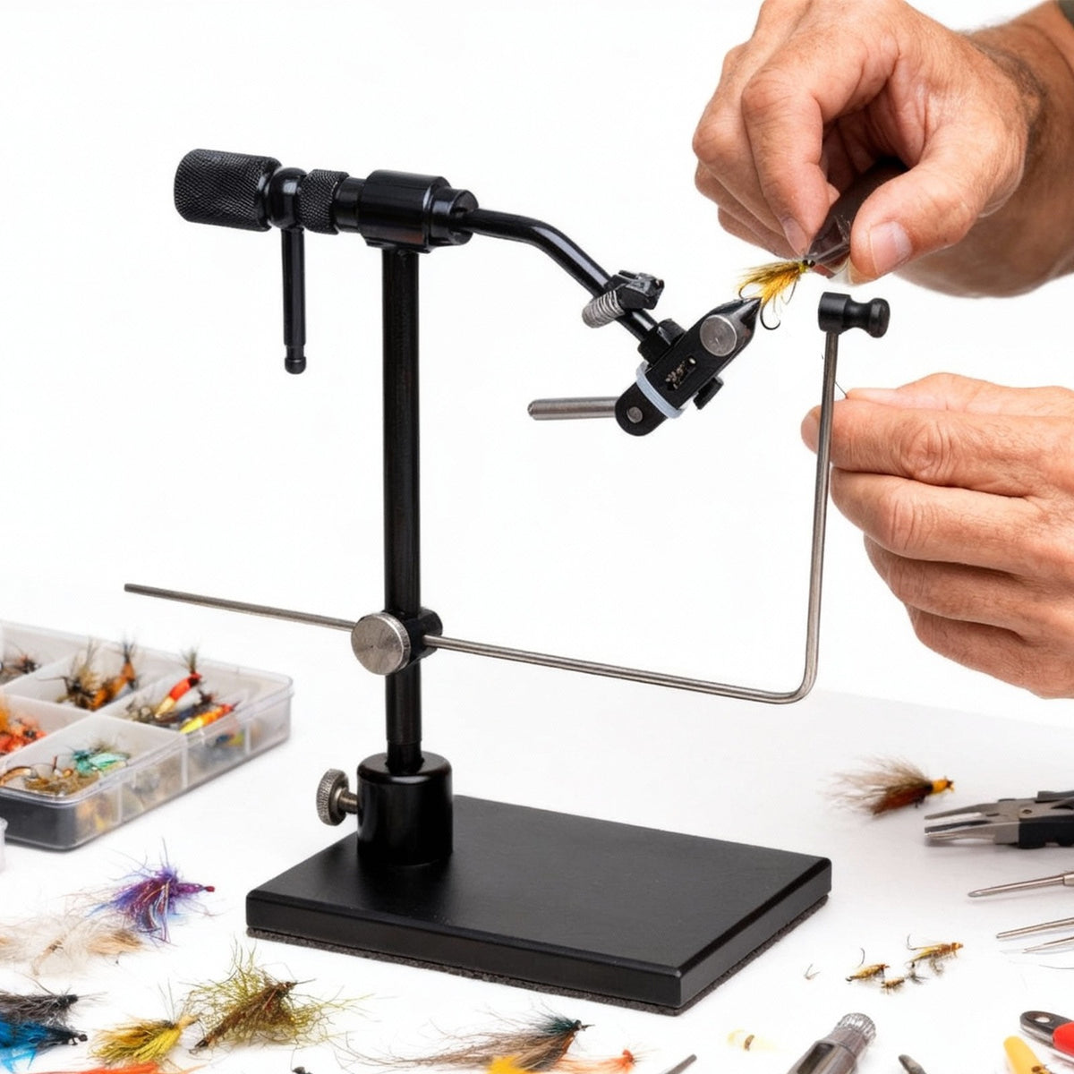 Rotary Fly Tying Vise with Travel Case - Fly Tying Kit for Anglers