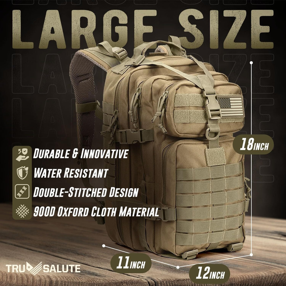 45L Military Tactical Backpack Large Army Assault Pack Molle Rucksack