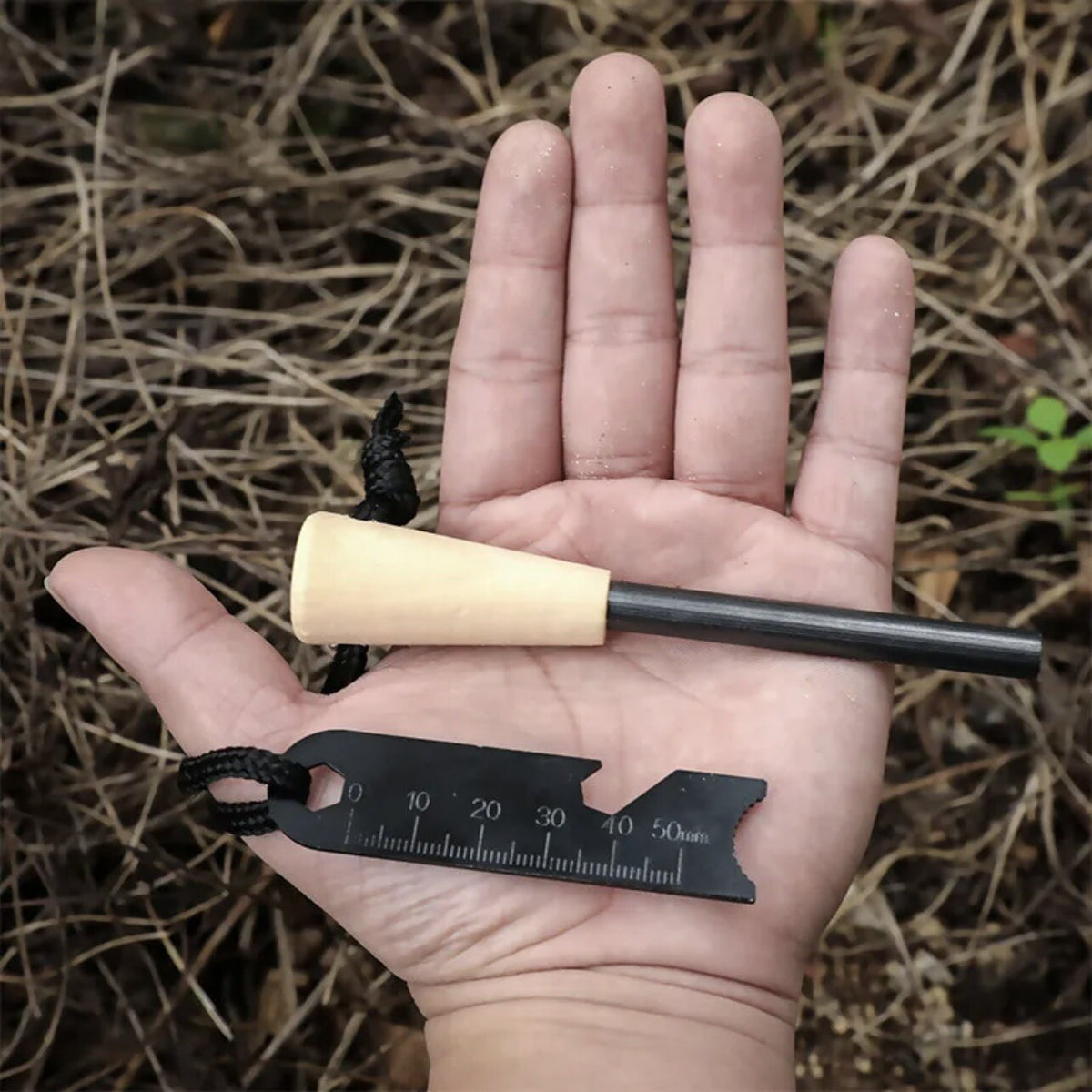 Wood Fire Starters Flint Steel Striker Camping Survival Kit - Waterproof Outdoor Tool Set