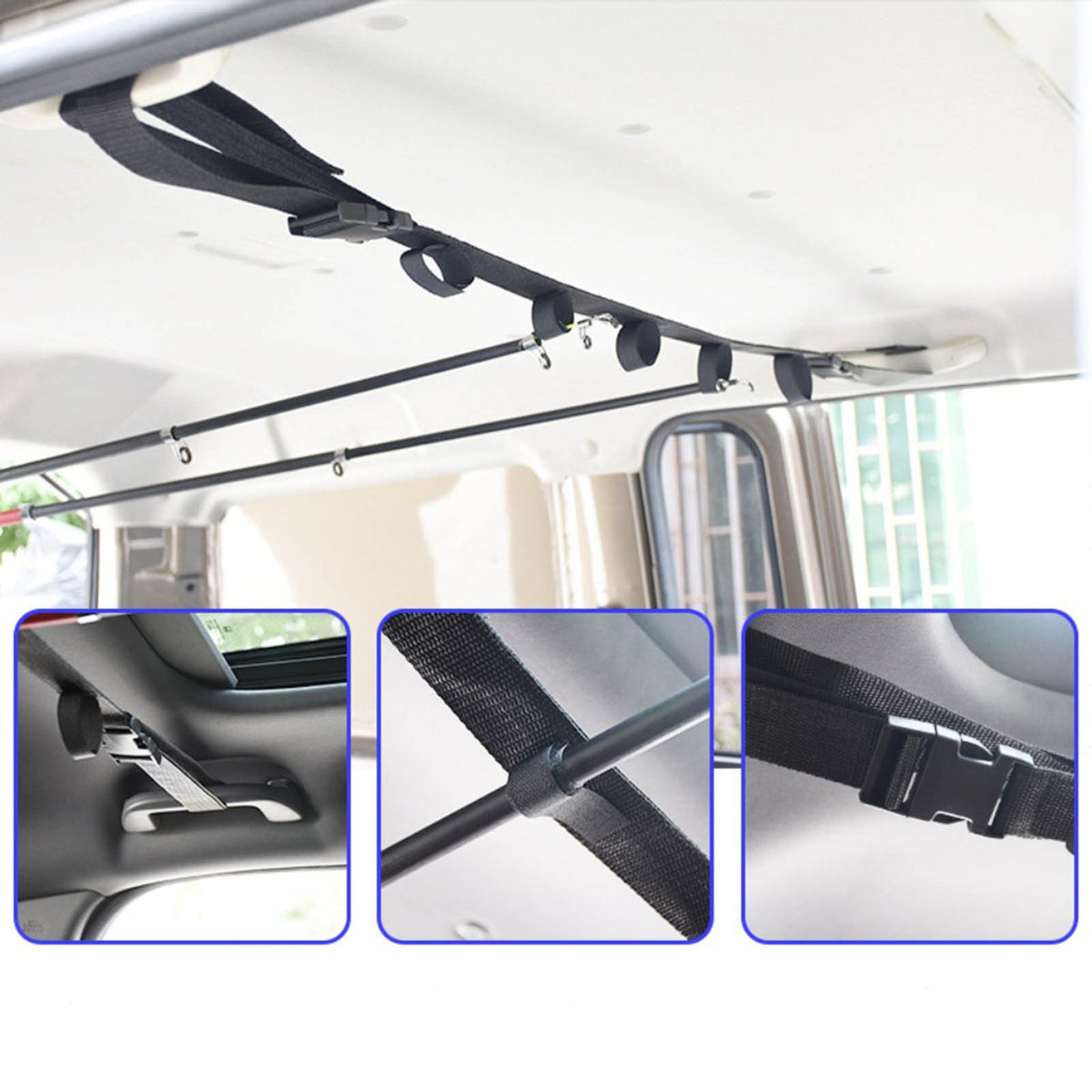 Car Fishing Rod Rack Holder Strap - Universal Vehicle Storage Belt for Anglers