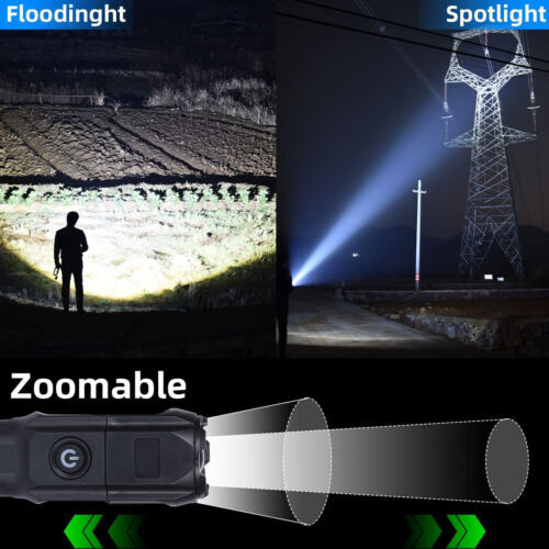 Rechargeable 990000LM LED Tactical Flashlight Zoomable Portable Torch