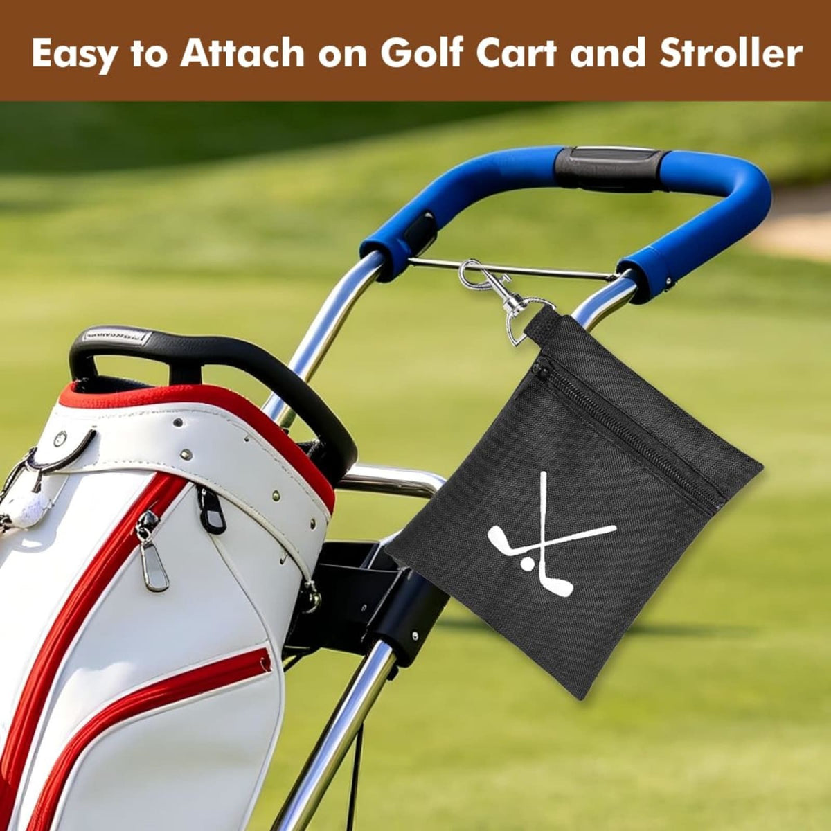 Golf Accessory Pouch Waterproof Ball & Tee Organizer with Swivel Clip