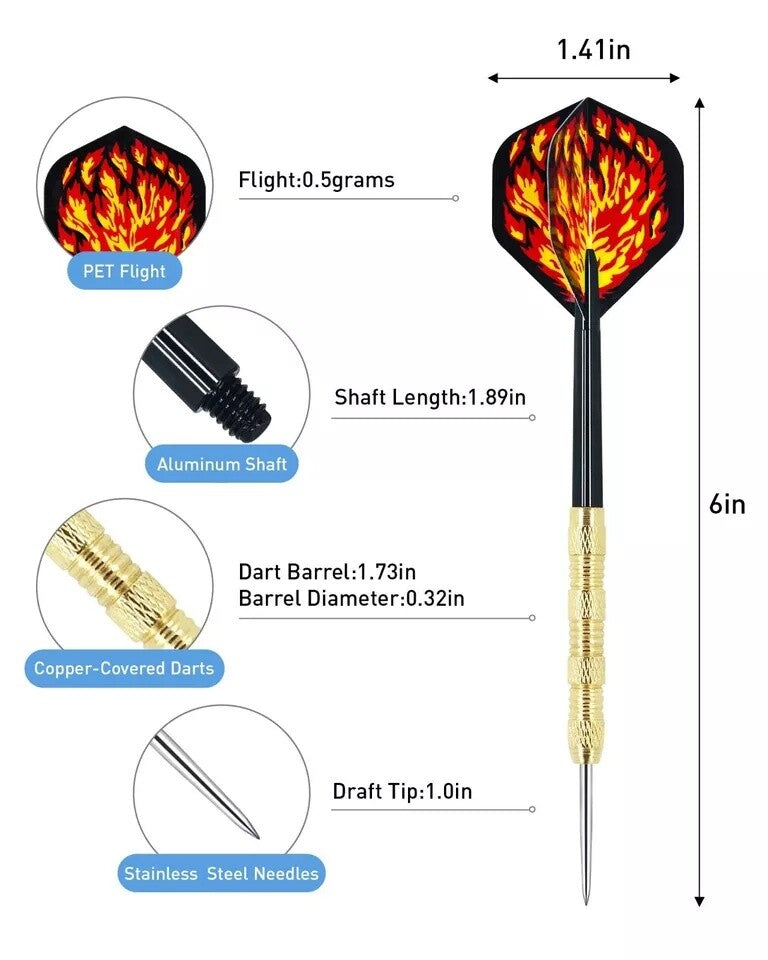 Professional Steel Tip Darts Set 15pcs 14g Slim Barrel with 5 Flight Styles