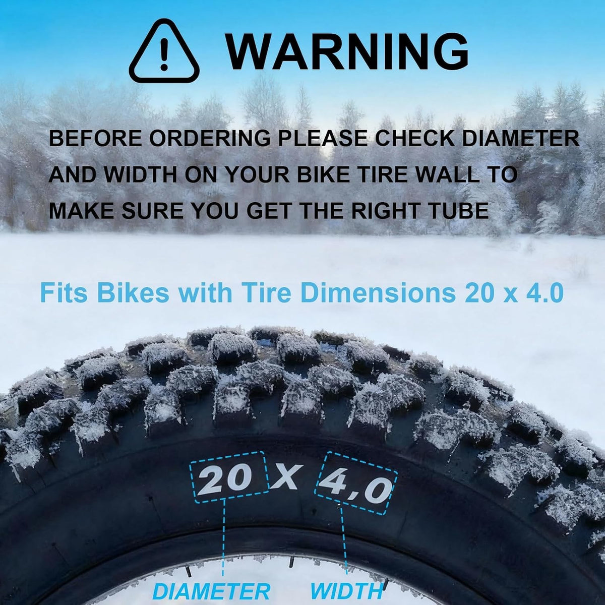 Fat Tire Inner Tube 20x4.0 & 26x4.0 Inch Set with Schrader Valve – E-Bike Compatible