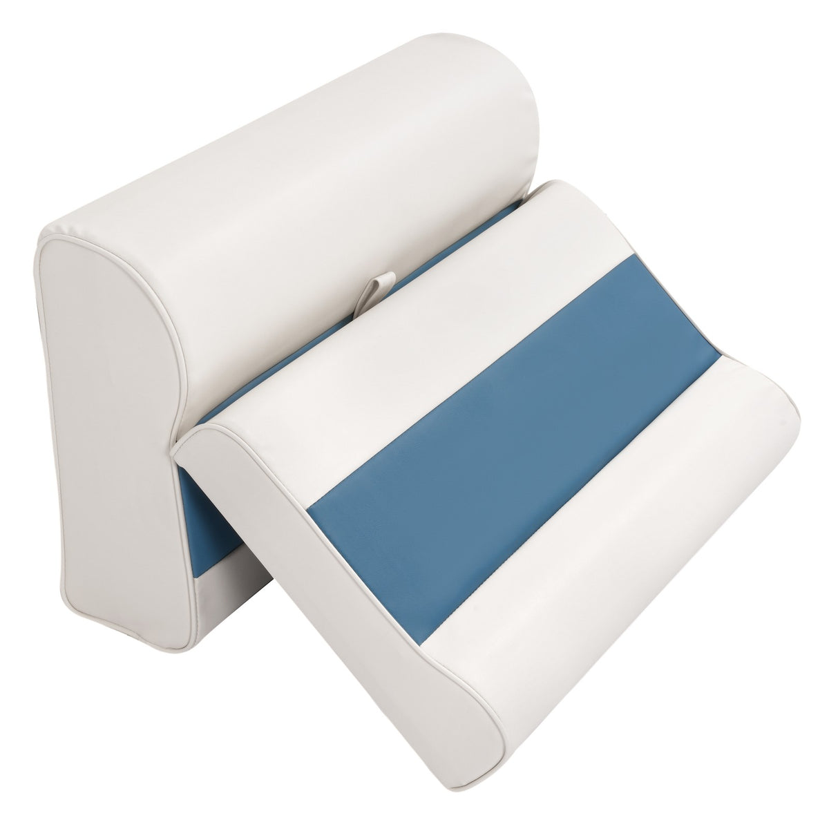 28-Inch Pontoon Boat Seat Cushion Set White Navy Blue | Marine Seat Support