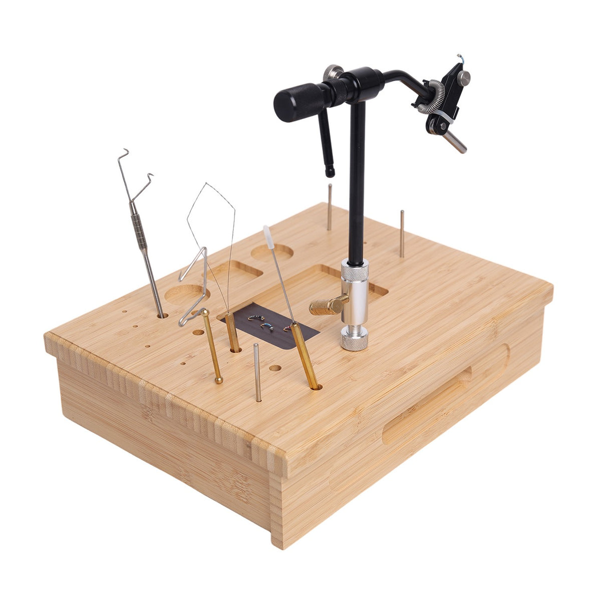 Drawer Organizer with 12 Slots - Bamboo Fly Tying Workstation & Tool Storage