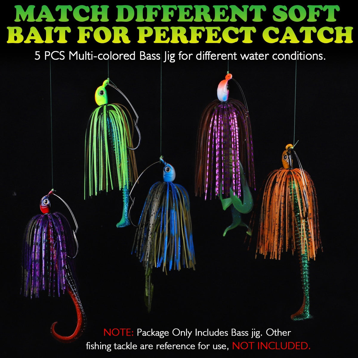 5pcs Weedless Bass Jigs 1/4oz Swim Fishing Lures for Bass Pike Walleye