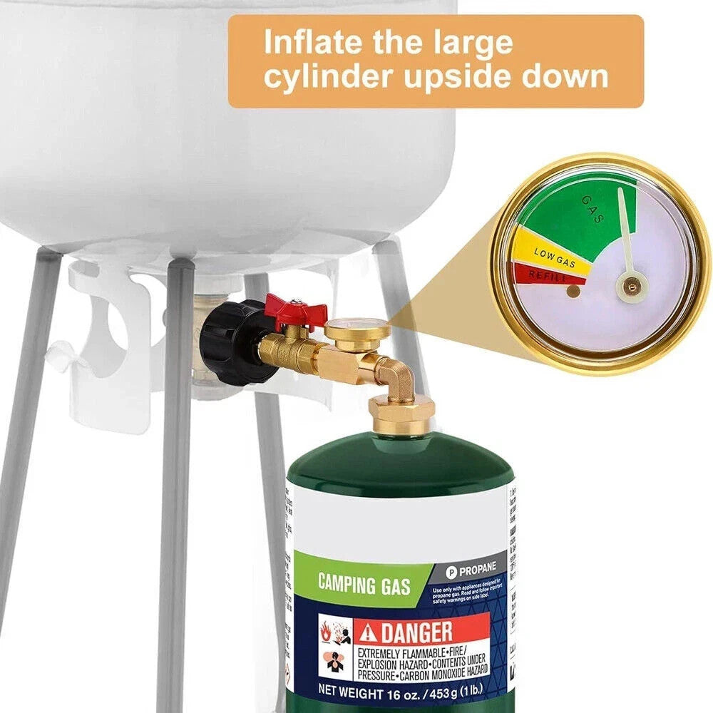 Propane Refill Adapter with Gauge & On-Off Valve for 1Lb to 20Lb Tanks