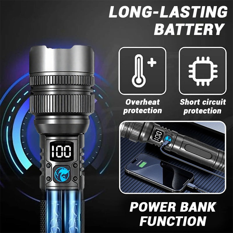 Rechargeable LED Tactical Flashlight 99000000LM with Zoom & LCD Display