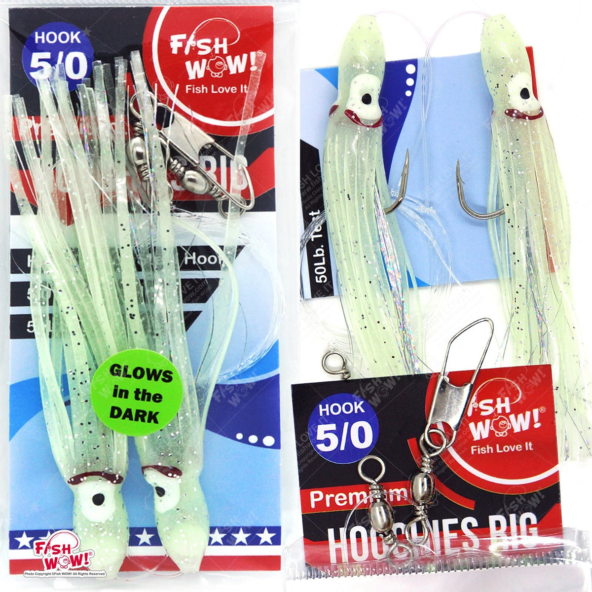 12 Pairs 4.75-Inch Squid Hoochies Fish Rig Lures for Saltwater Bass & Fish