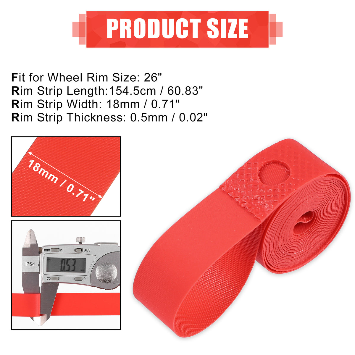 26 Inch Bike Rim Tape Set - Inner Tube Protection Band for Bicycle Wheels