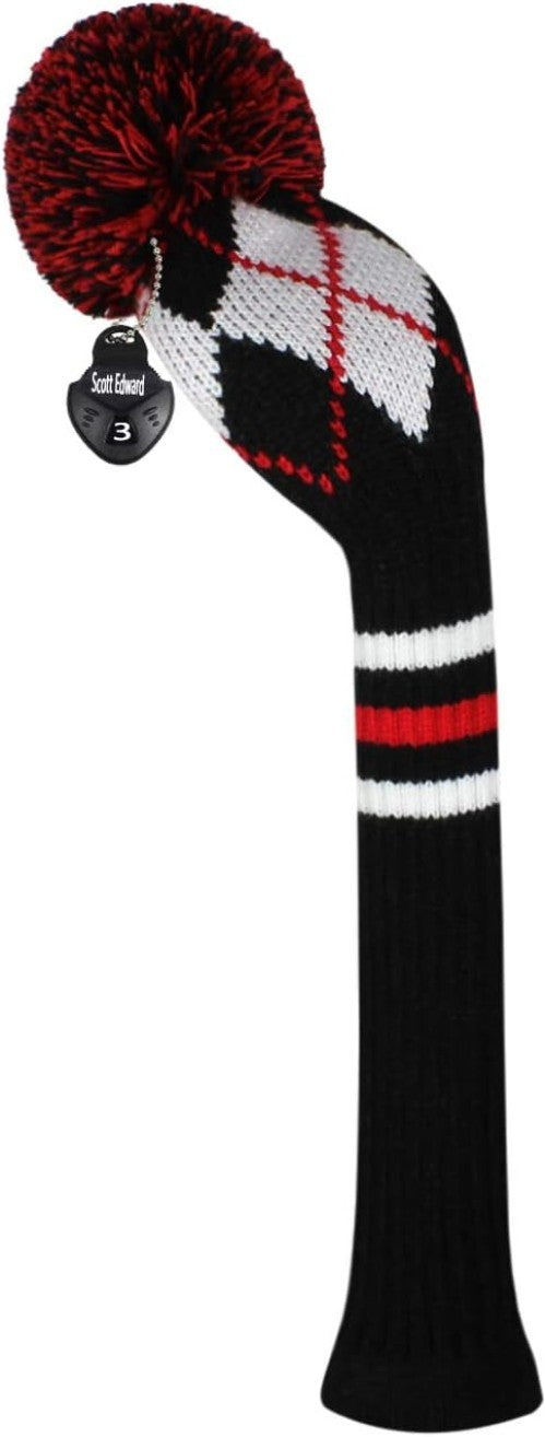Soft Acrylic Fairway Wood Cover with Pom Pom & Rotating Tag - Golf Accessory