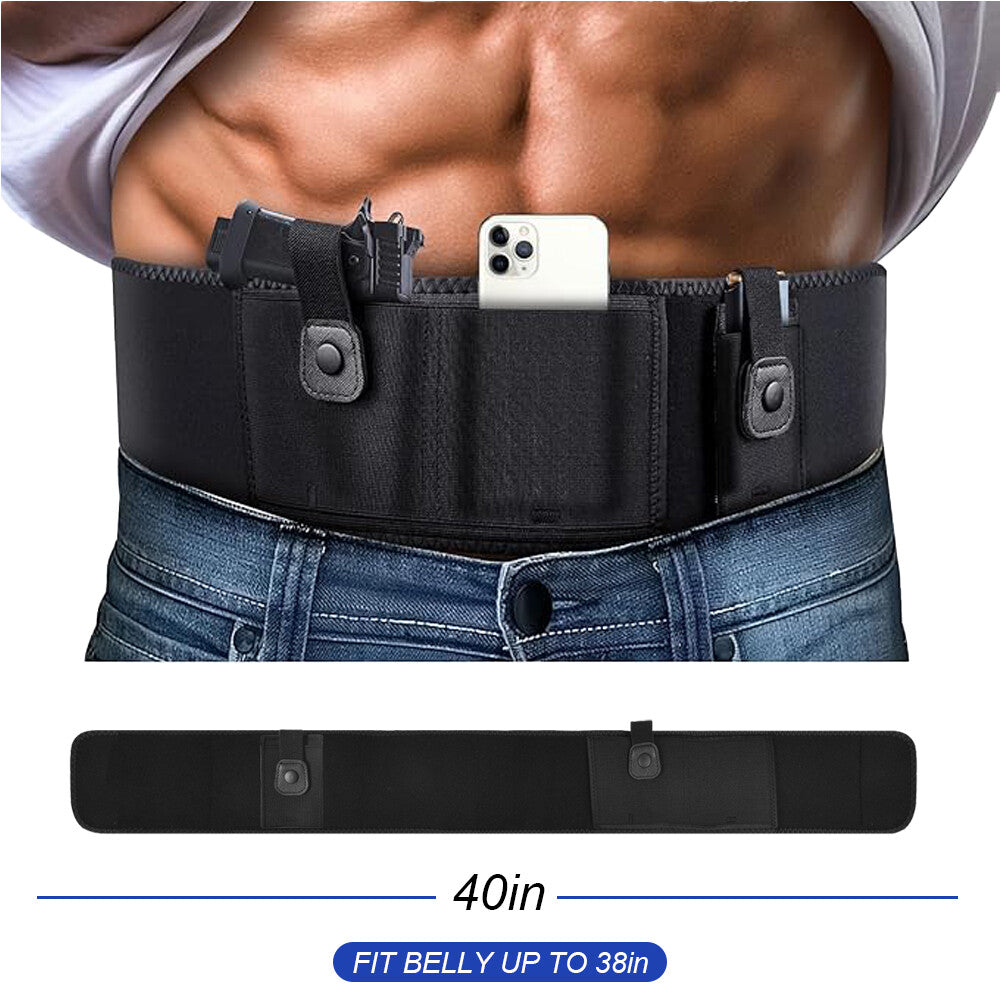 Concealed Belly Band Holster for Pistols - Adjustable 40-54 Inch Waist