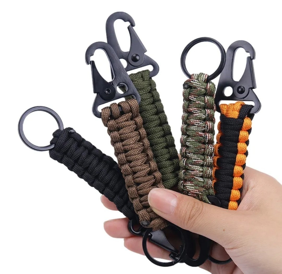 Tactical Paracord Keychain with HK Clip - Rugged EDC Key Fob and Lanyard