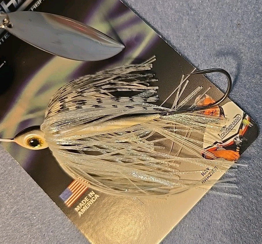 Spinnerbait 3/4 oz Silver Shiner Fishing Lure with Holographic Eyes