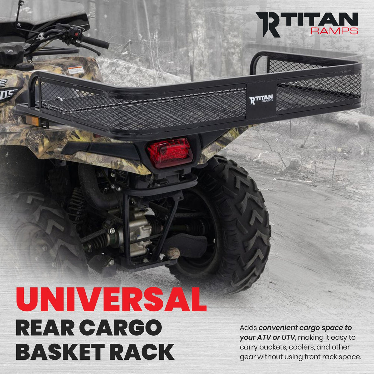 Universal ATV UTV Steel Cargo Basket Rack Black 100 lb Capacity