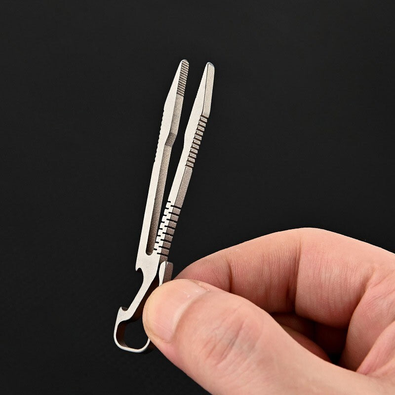 Mini Titanium Alloy Keychain Tweezers 77mm Portable Outdoor Tool