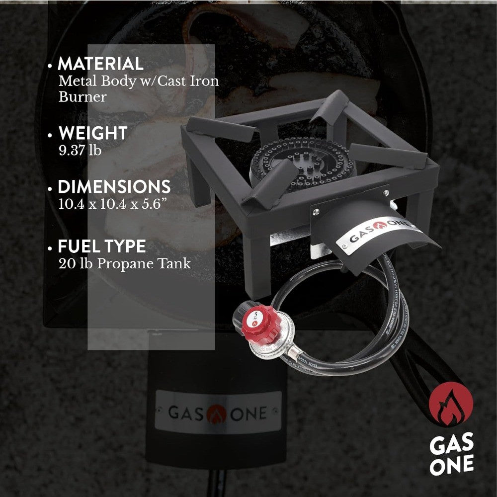High Pressure Propane Burner for Outdoor Cooking with Heat Shield Guard