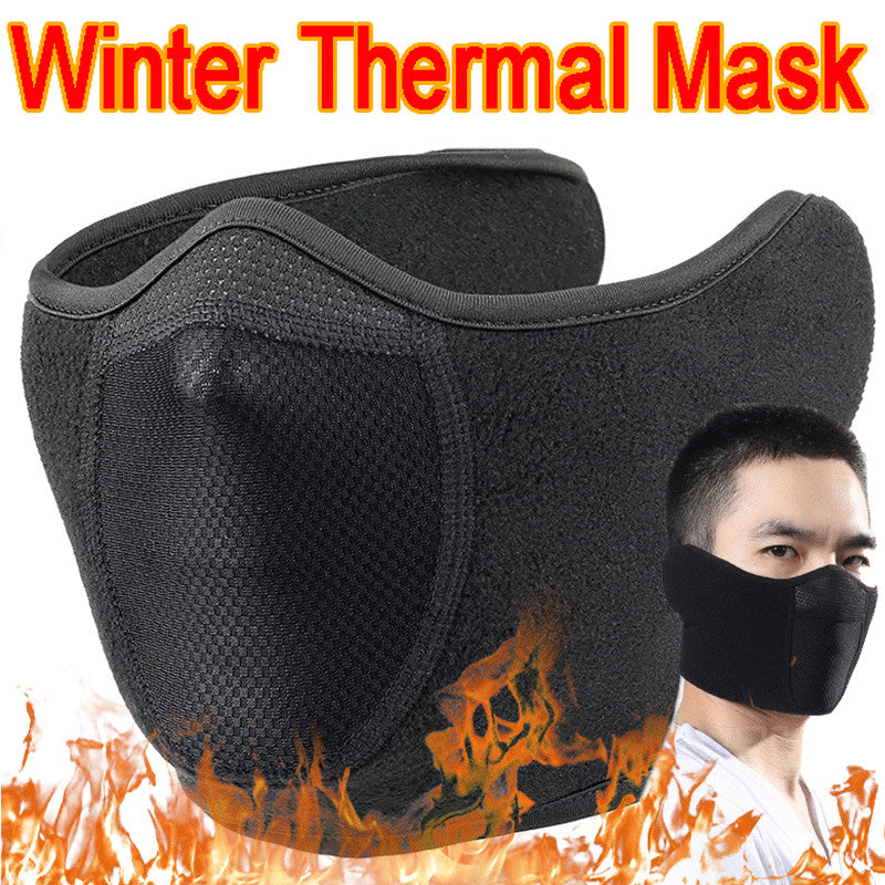 Black Winter Thermal Face Mask with Ear Warmer for Cold Weather Ski Motorcycle
