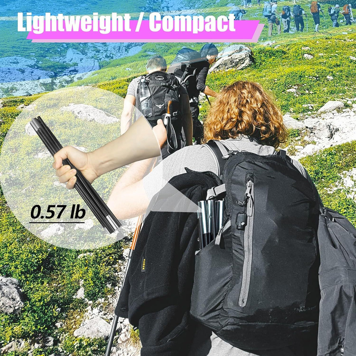 12Ft Aluminum Tent Pole Replacement for Camping & Hiking - Black