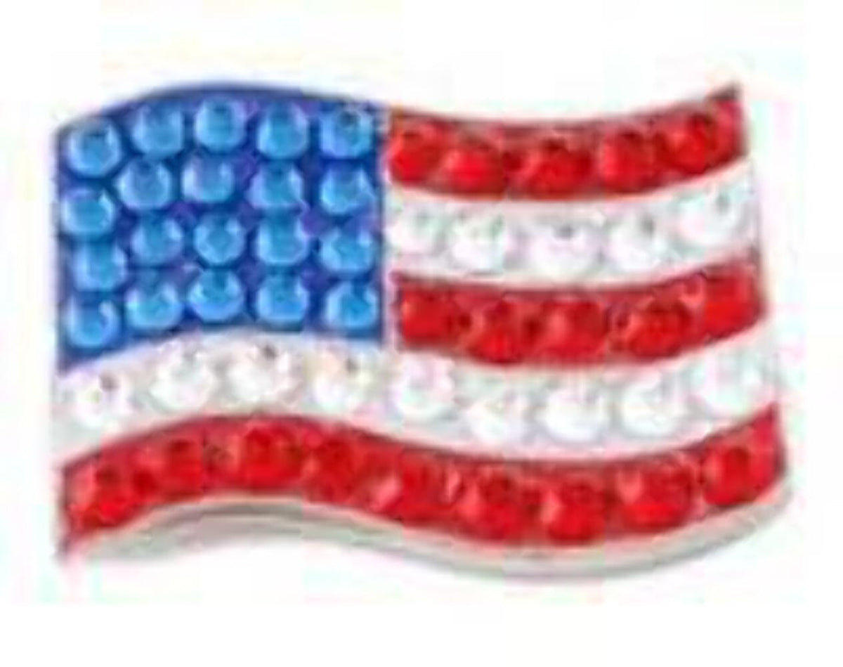 American Flag Golf Ball Marker with Crystals - High Quality USA Flag Accessory