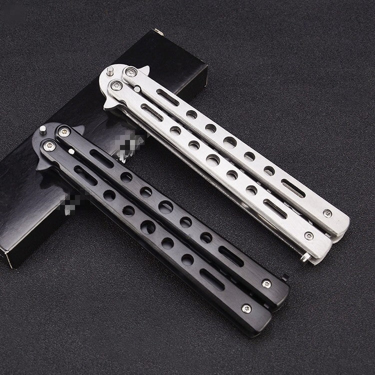 Practice Butterfly Knife Trainer Dull Stainless Steel Black Tool
