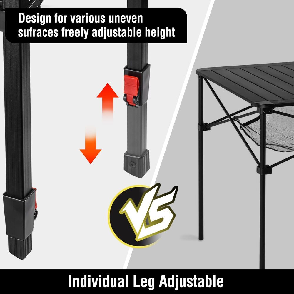 Portable Folding Camping Table with Adjustable Height and Carry Bag