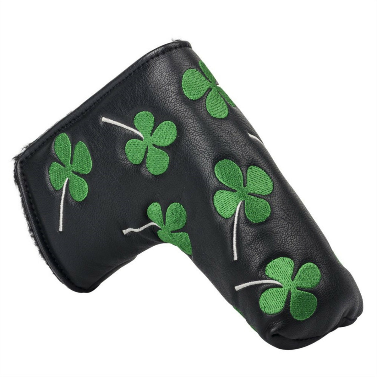 Lucky Clover Leather Putter Head Cover for Blade Golf Clubs - Black
