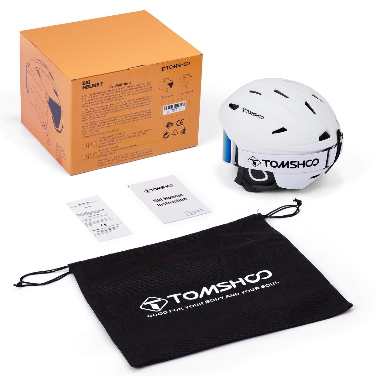 Snowboard Helmet with Goggles Set for Men Women Shockproof Windproof Winter Sports