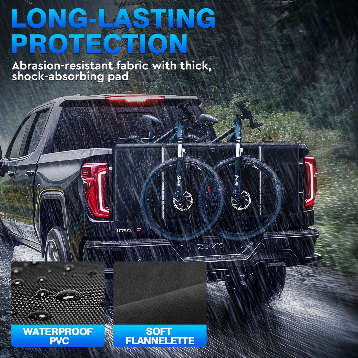50-Inch Bicycle Tailgate Pad for Pickup Trucks - Fits 5 Bikes, Protective Cover with Tool Pocket