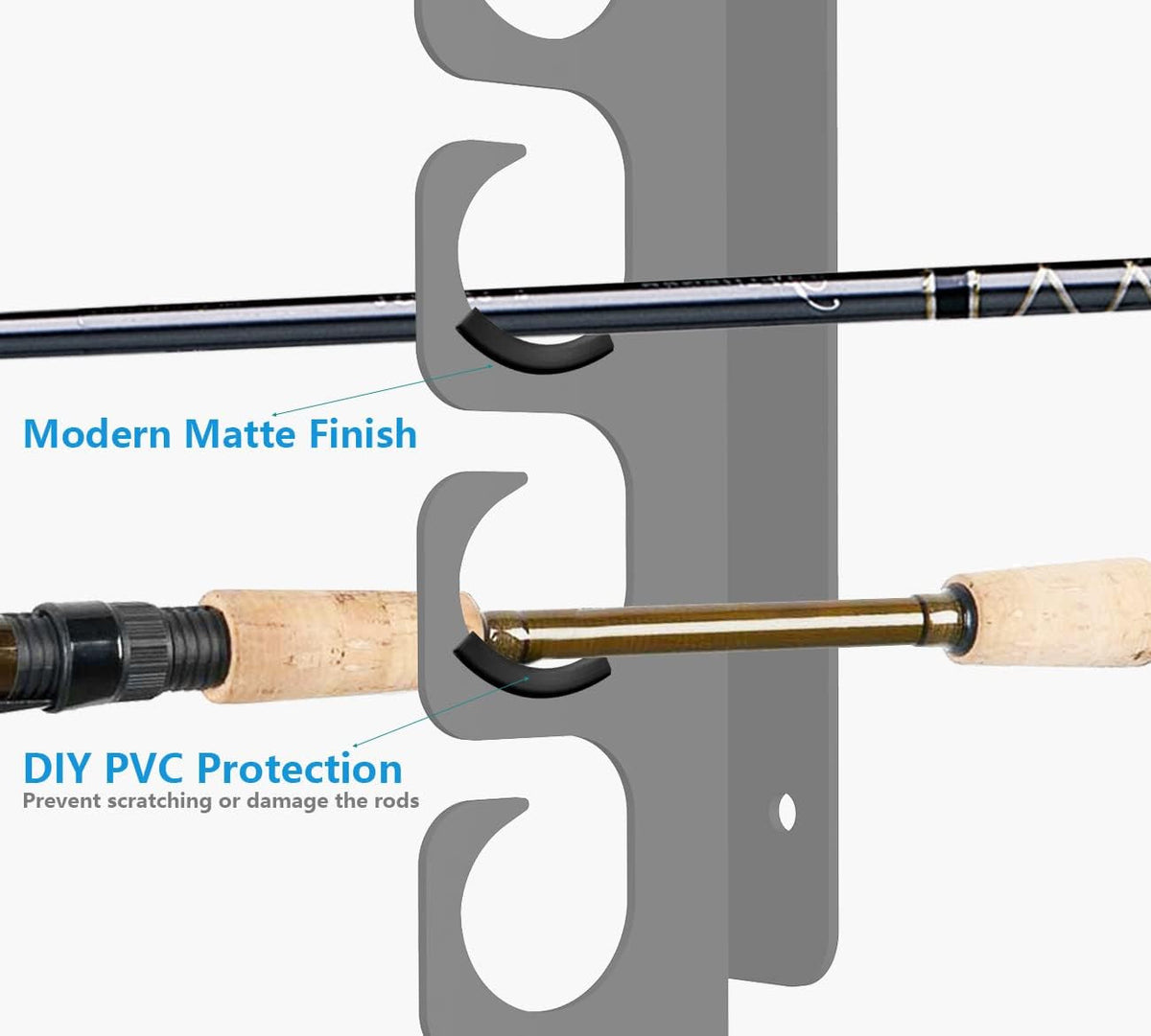 Ceiling Fishing Rod Holder Rack - Vertically & Horizontally Wall & Ceiling Mount Storage for Up to 16 Rods