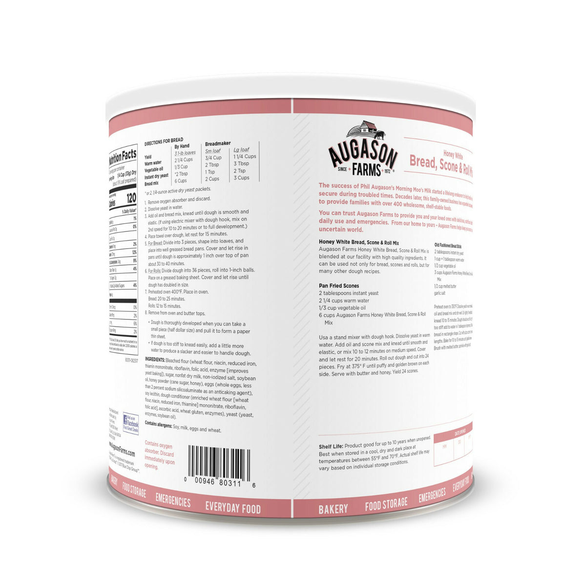 Long Term Honey White Bread Scone & Roll Baking Mix 3.5lb Can