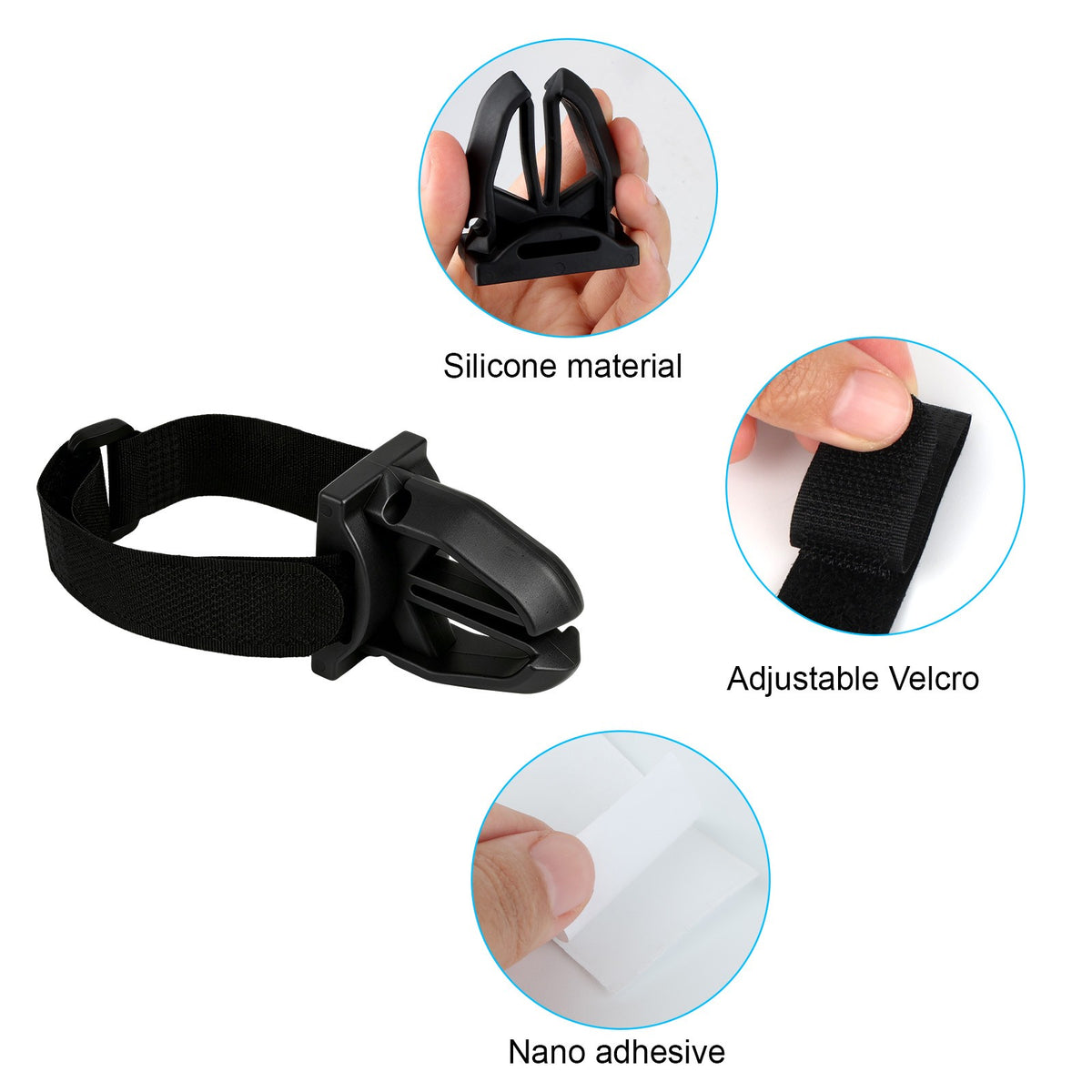 Fishing Rod Holder Rail Mount Clips Adjustable Silicone Straps Set of 4