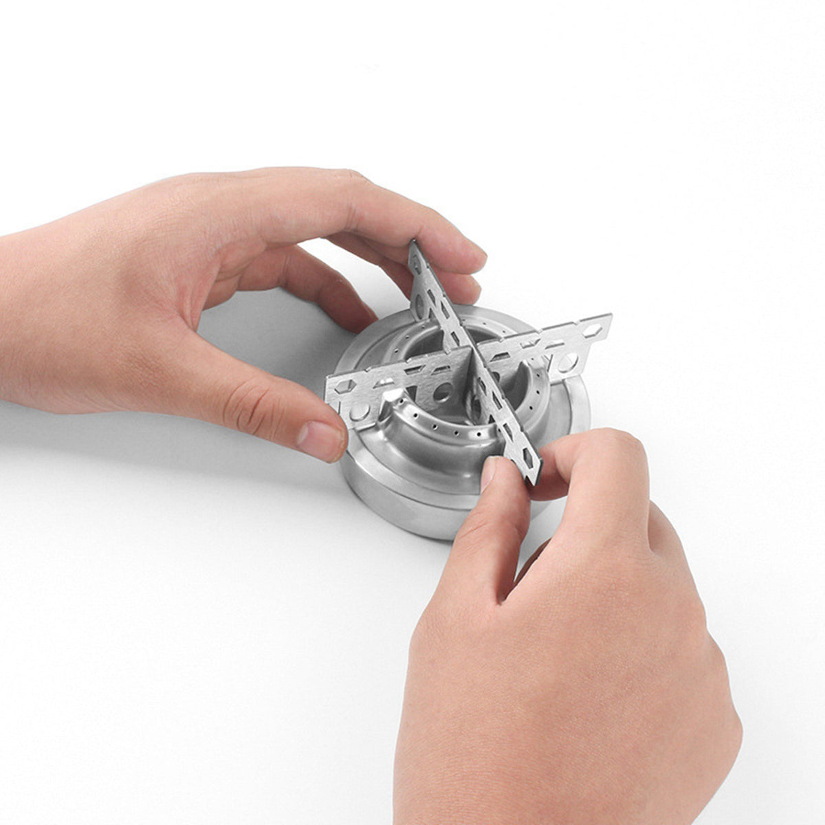 Portable Camping Mini Alcohol Stove with Cross Stand - Lightweight Stainless Steel Burner