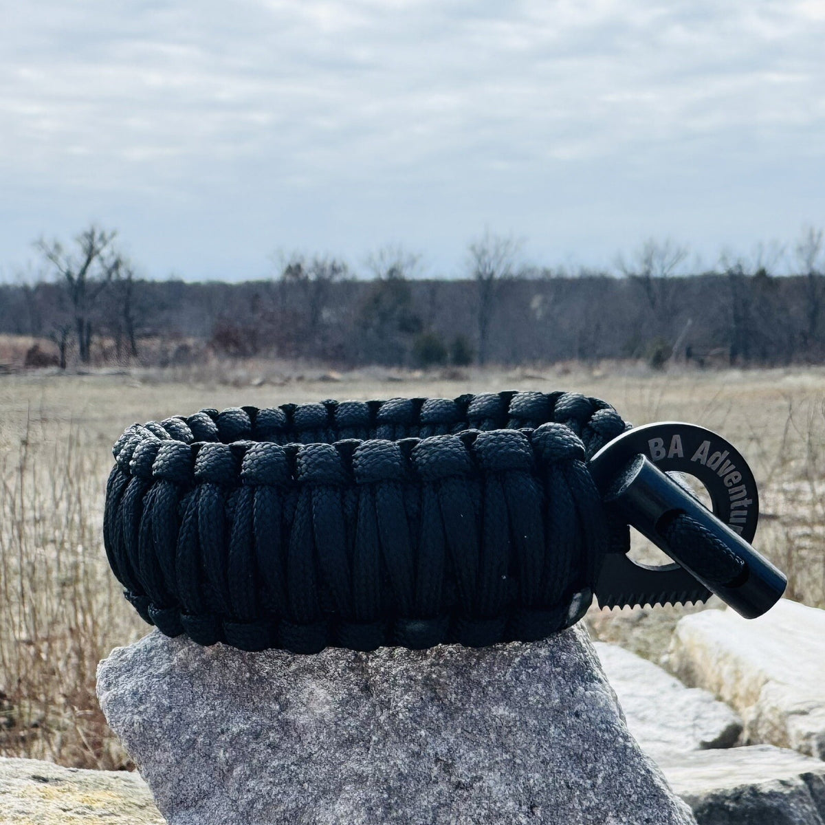 Survival Paracord Bracelet with Fire Starter - Black, Green, Brown