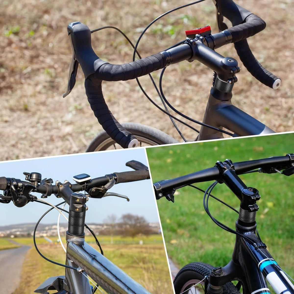 Bike Carbon Fiber Headset Spacers Set - 6 Sizes for 1-1/8 Inch Stems, Matte Black