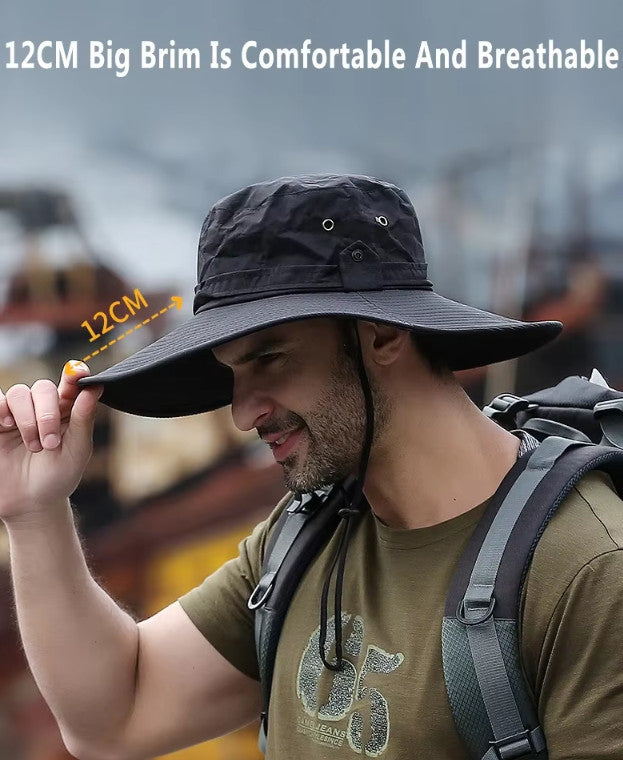 Unisex Sun Protection Fishing Hat with Wide Brim, Breathable Mesh, Lightweight Polyester