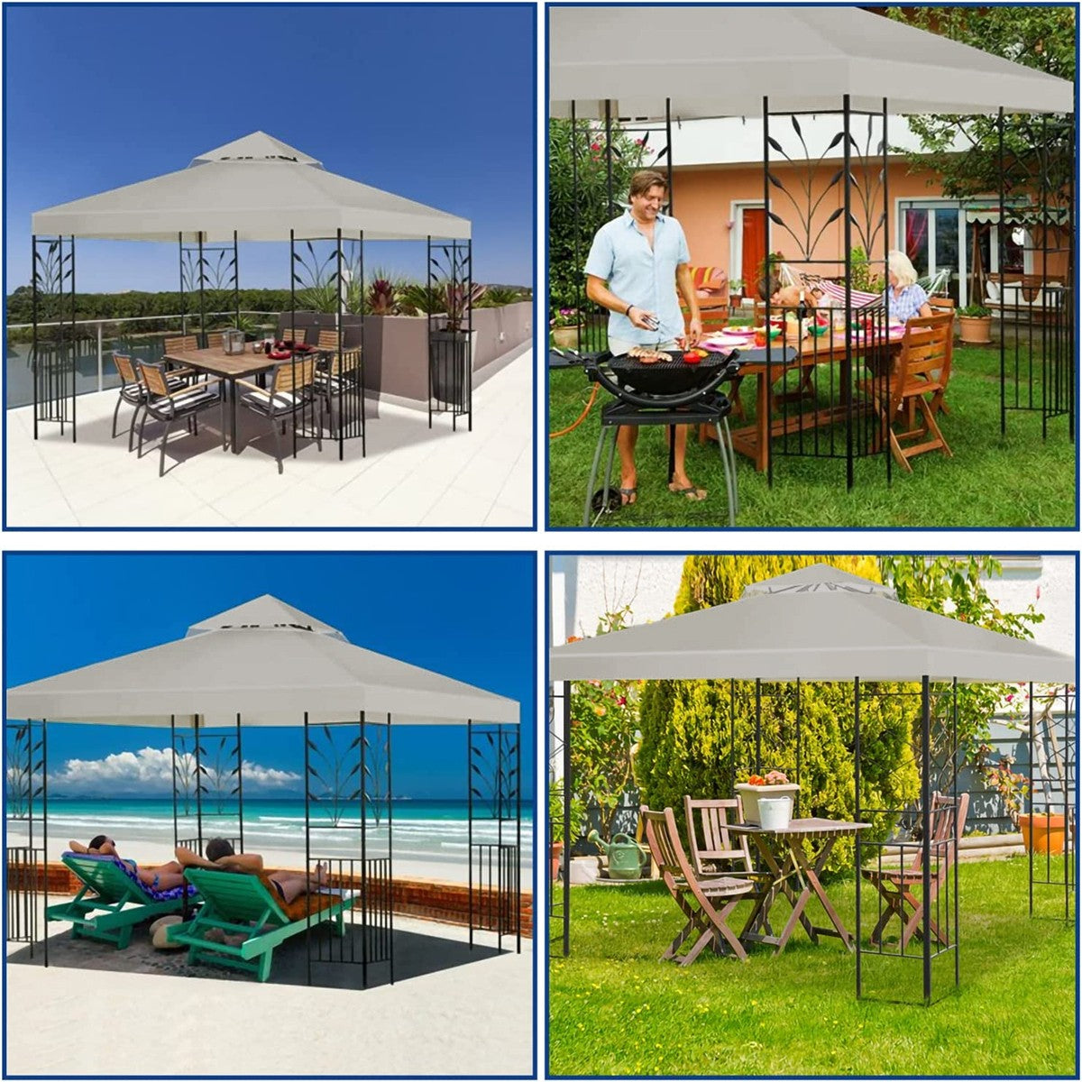 UV Resistant Replacement Patio Pavilion Canopy Top for Gazebo 8.2x8.2FT Grey