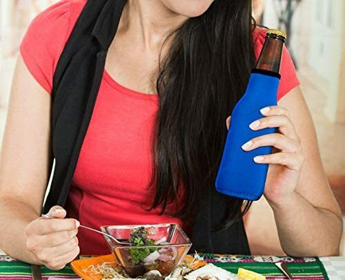 4 Pack Insulated Beer Bottle Sleeves with Zipper Keep Drinks Cold & Hands Dry