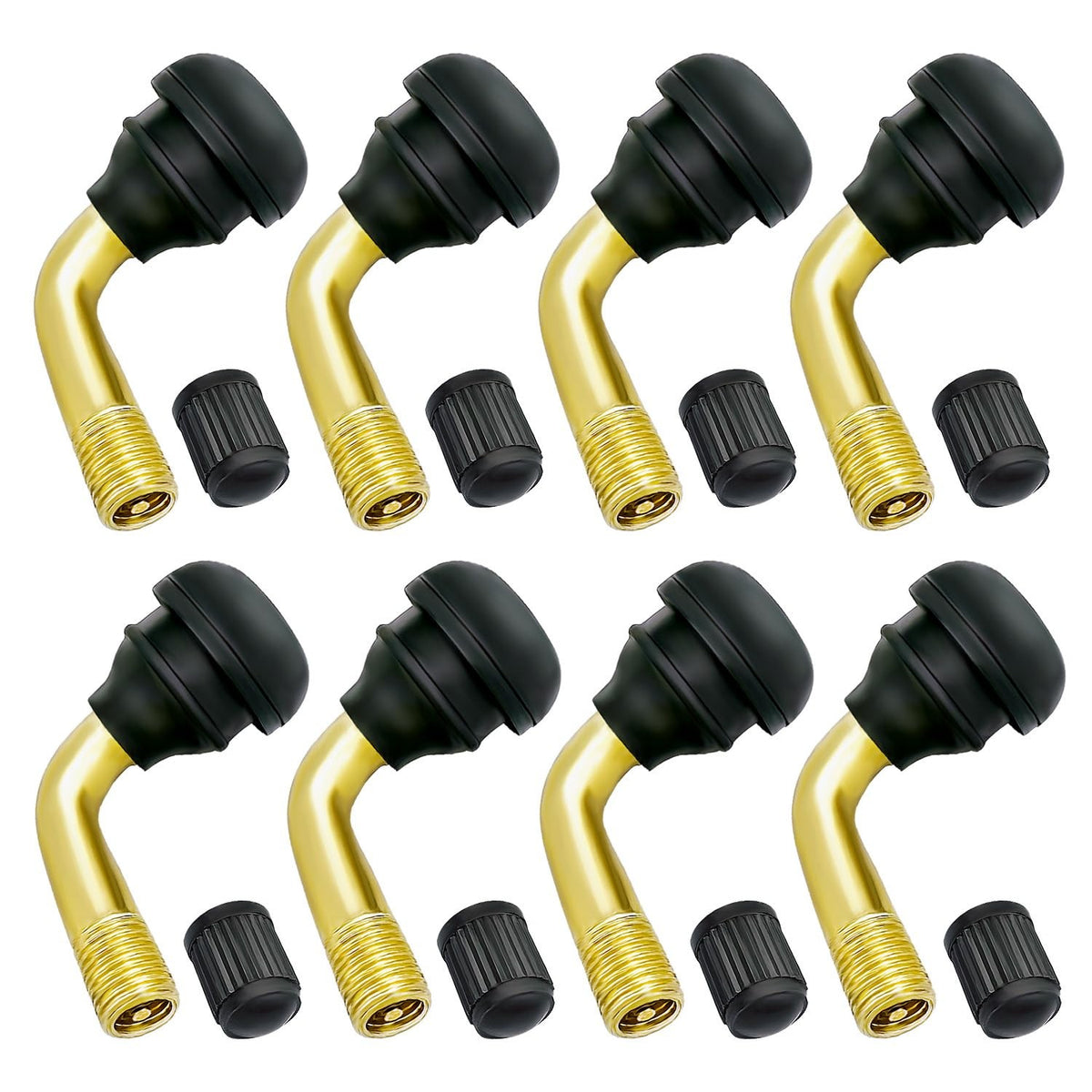 8 Pack Tubeless Tire Valve Stems 90° Brass for Motorcycle ATV, Easy Install