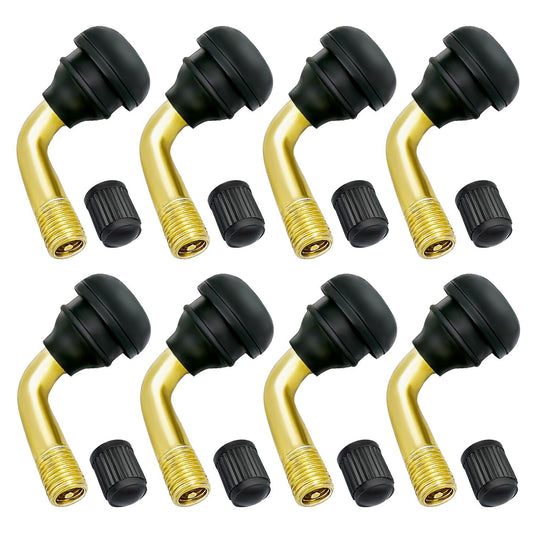 8 Pack Tubeless Tire Valve Stems 90° Brass for Motorcycle ATV, Easy Install