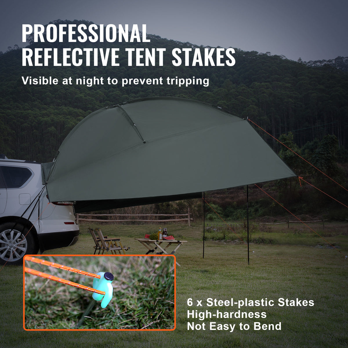 10x7ft Portable Car Side Awning with UV Protection Waterproof & Windproof