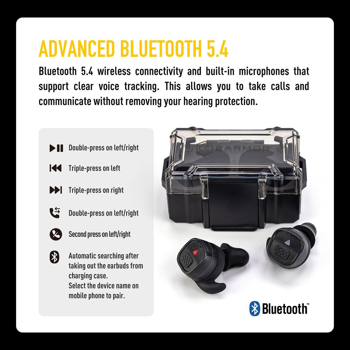 Electronic Shooting Ear Protection Bluetooth NRR 30dB for Range & Hunting
