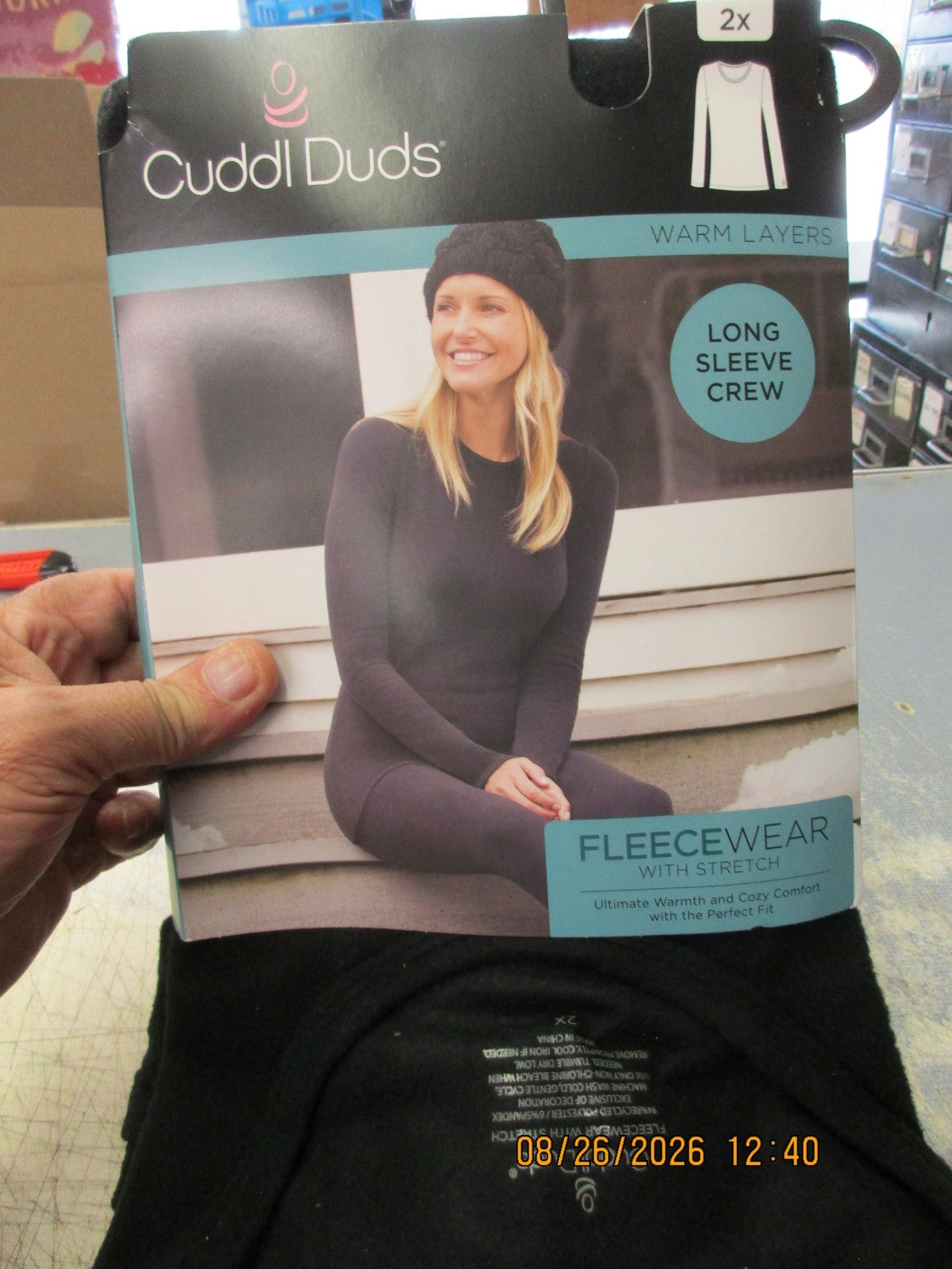 Cuddl Duds Women's Size 2X Fleece Long Sleeve Crew Neck Top - Soft & Comfortable
