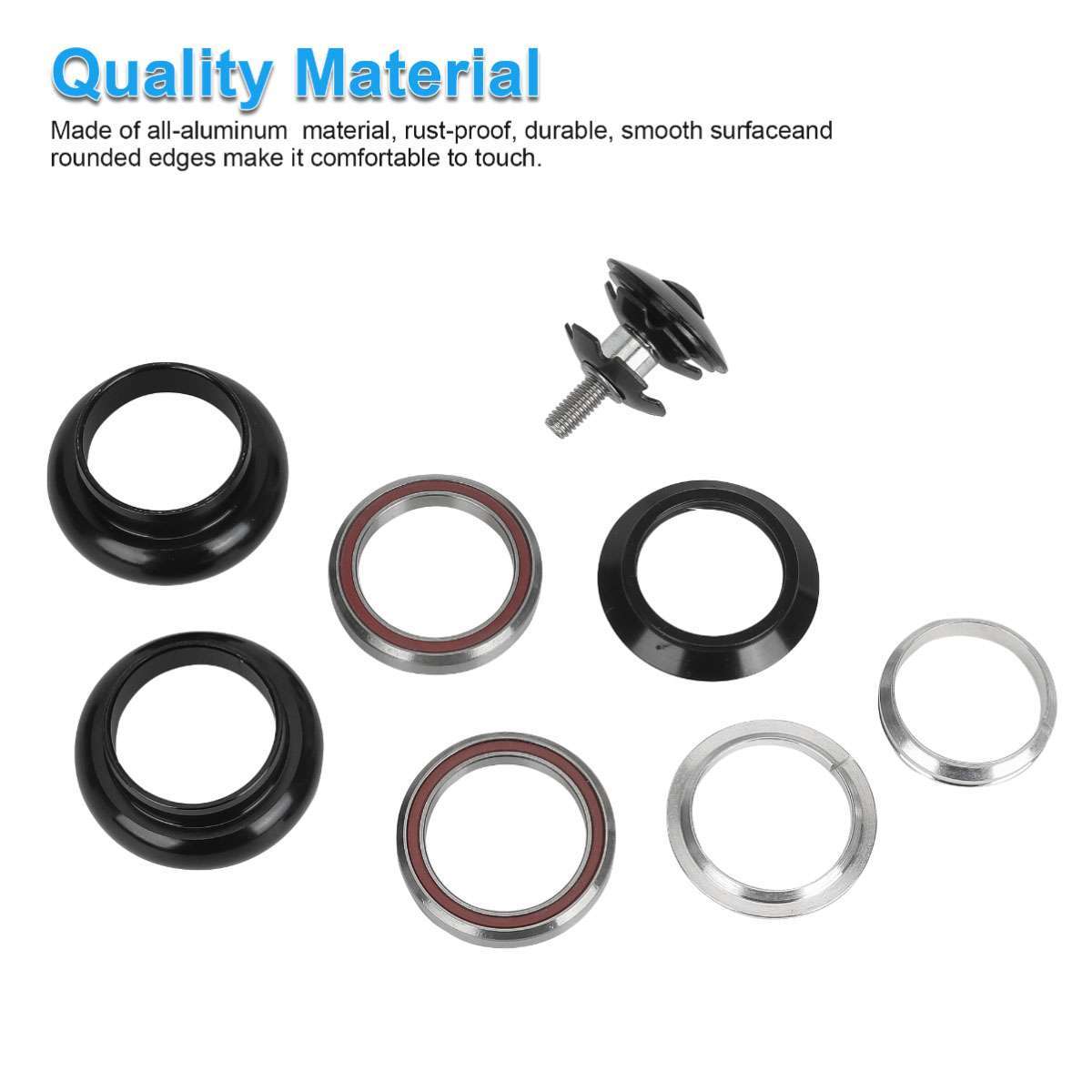 34mm 1-1/8 Inch Threadless Bicycle Headset Kit Aluminum Alloy Black