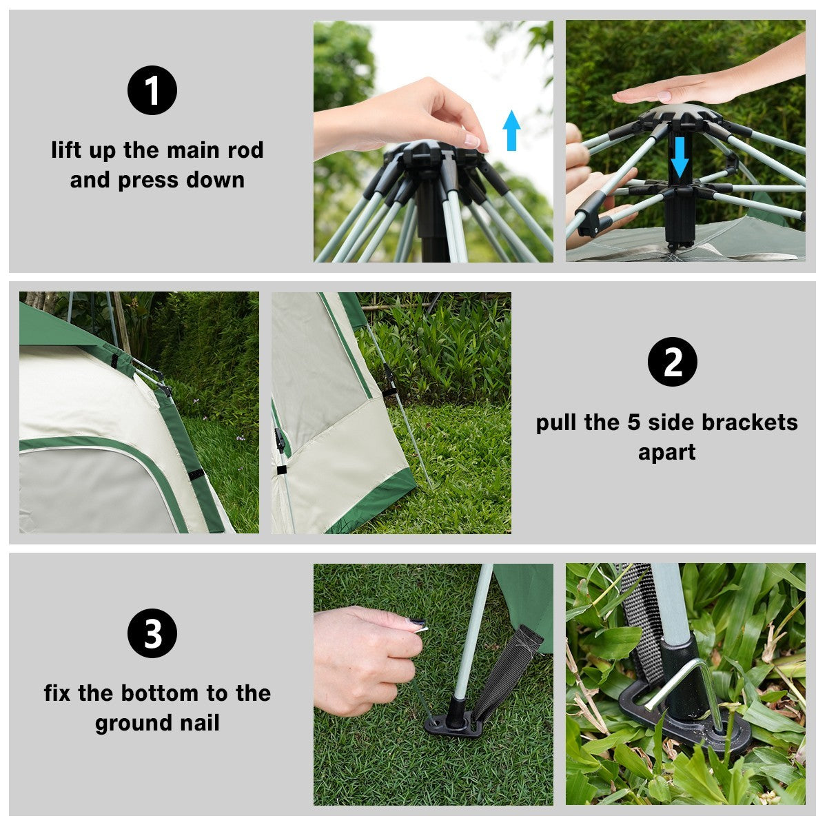 Family Camping Tent 4-6 Person Pop-Up Waterproof Instant Setup 110x94 Inches