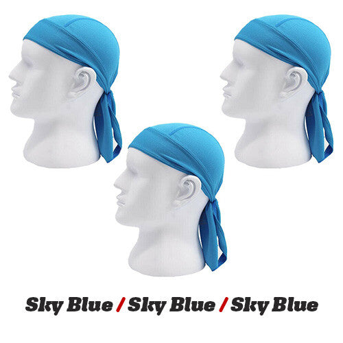 3 Pack Skull Cap Motorcycle Head Wrap Tie Durag Cycling Hat Quick-Drying