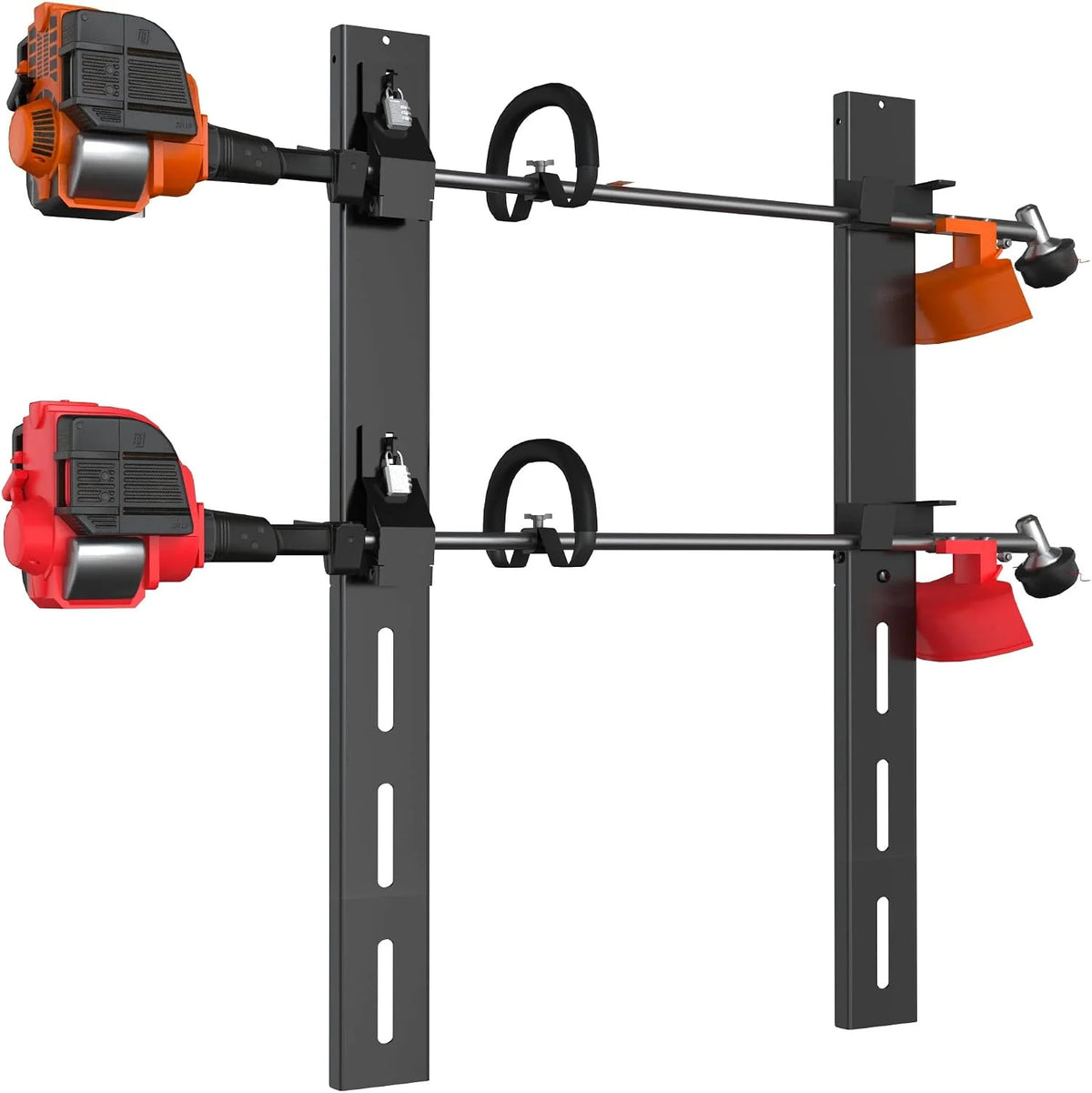 2-Position Heavy Duty Weed Eater Rack with Lock for Trailer Storage