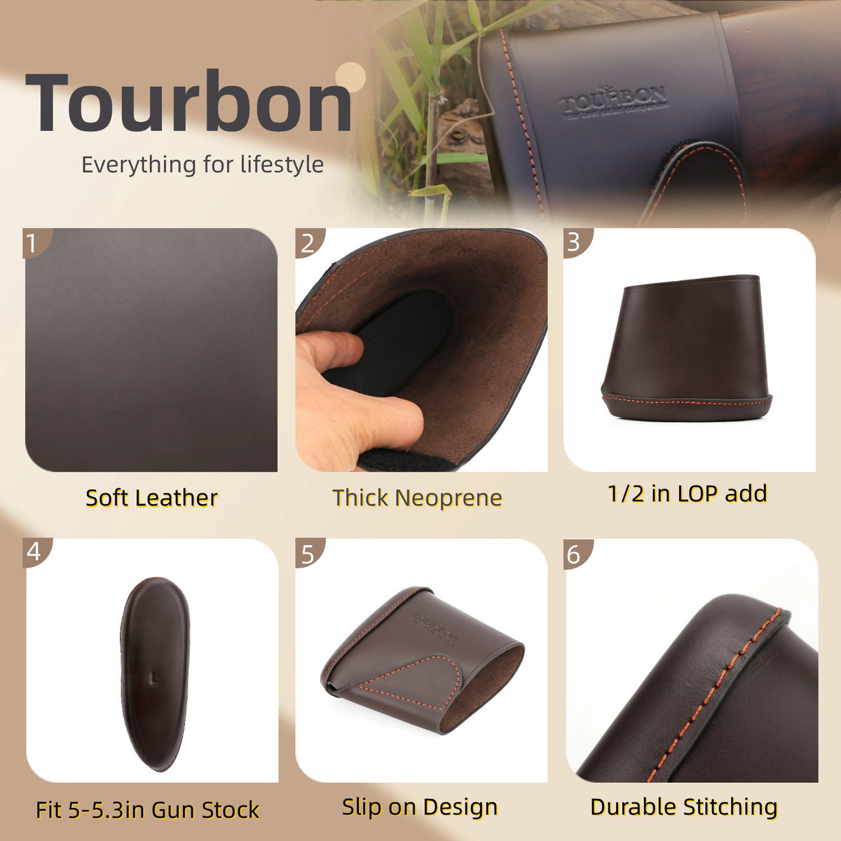 Leather Recoil Pad for Rifle and Shotgun Stock - Adjustable Shooting Cushion